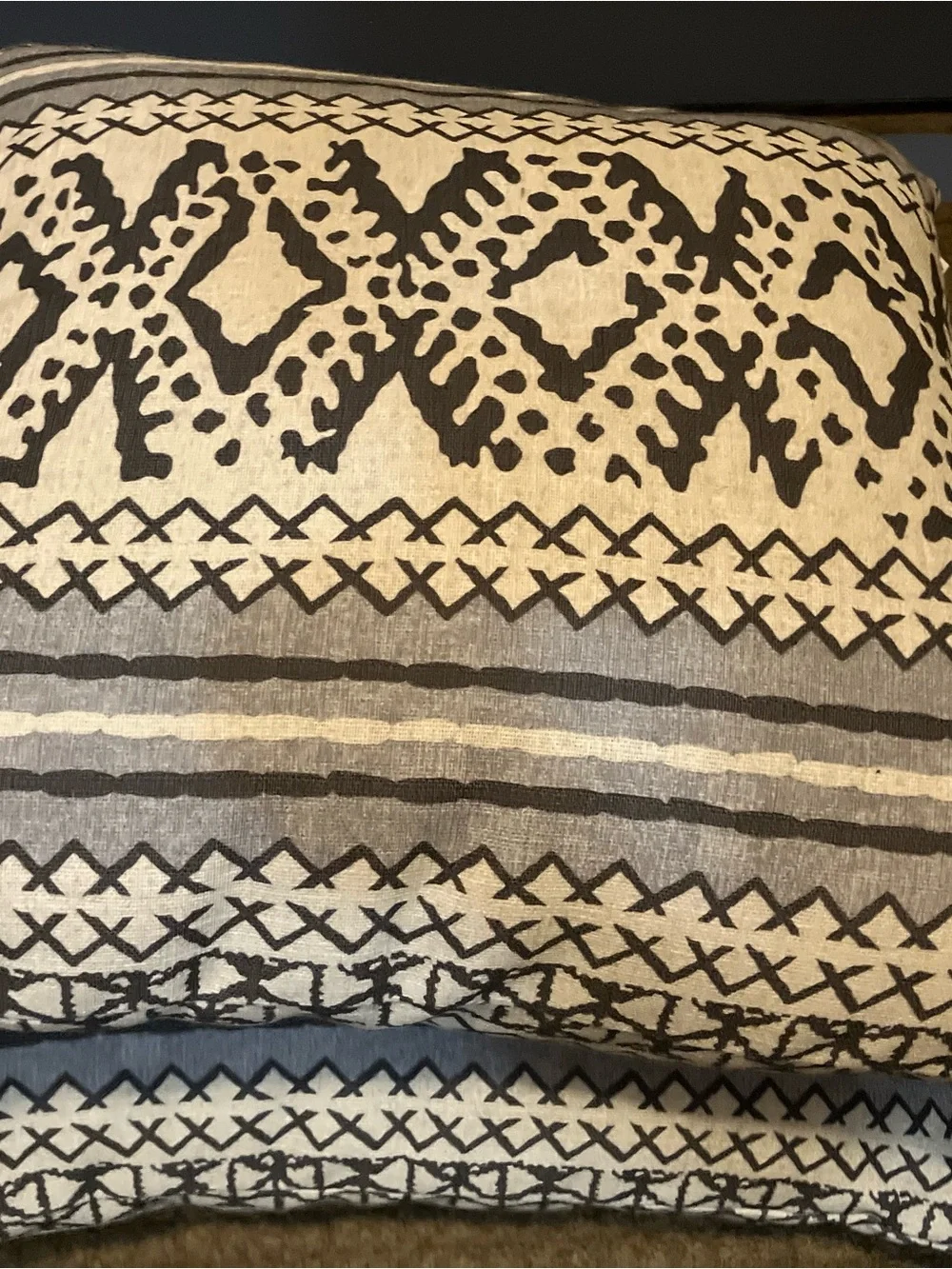 Black, Gray and Off-White Geometric Accent Pillows 19x19” by Studio Chic, Boho
